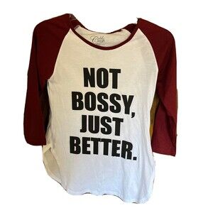 xs golden rush white/red women tunic graphic top not bussy just better